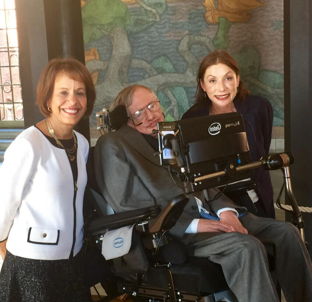 UNC-Chapel Hill Chancellor Carol L. Folt, renowned physicist Stephen Hawking and theoretical physics associate professor Laura Mersini-Houghton.