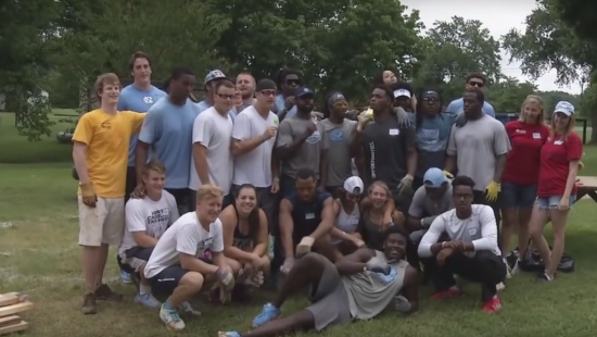 Student-athletes pose for a photo.