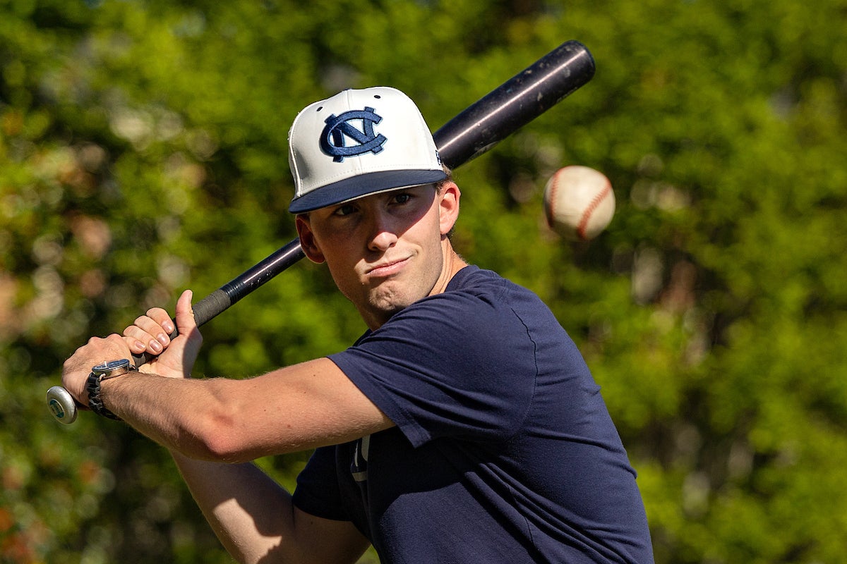 A baseball player at bat.