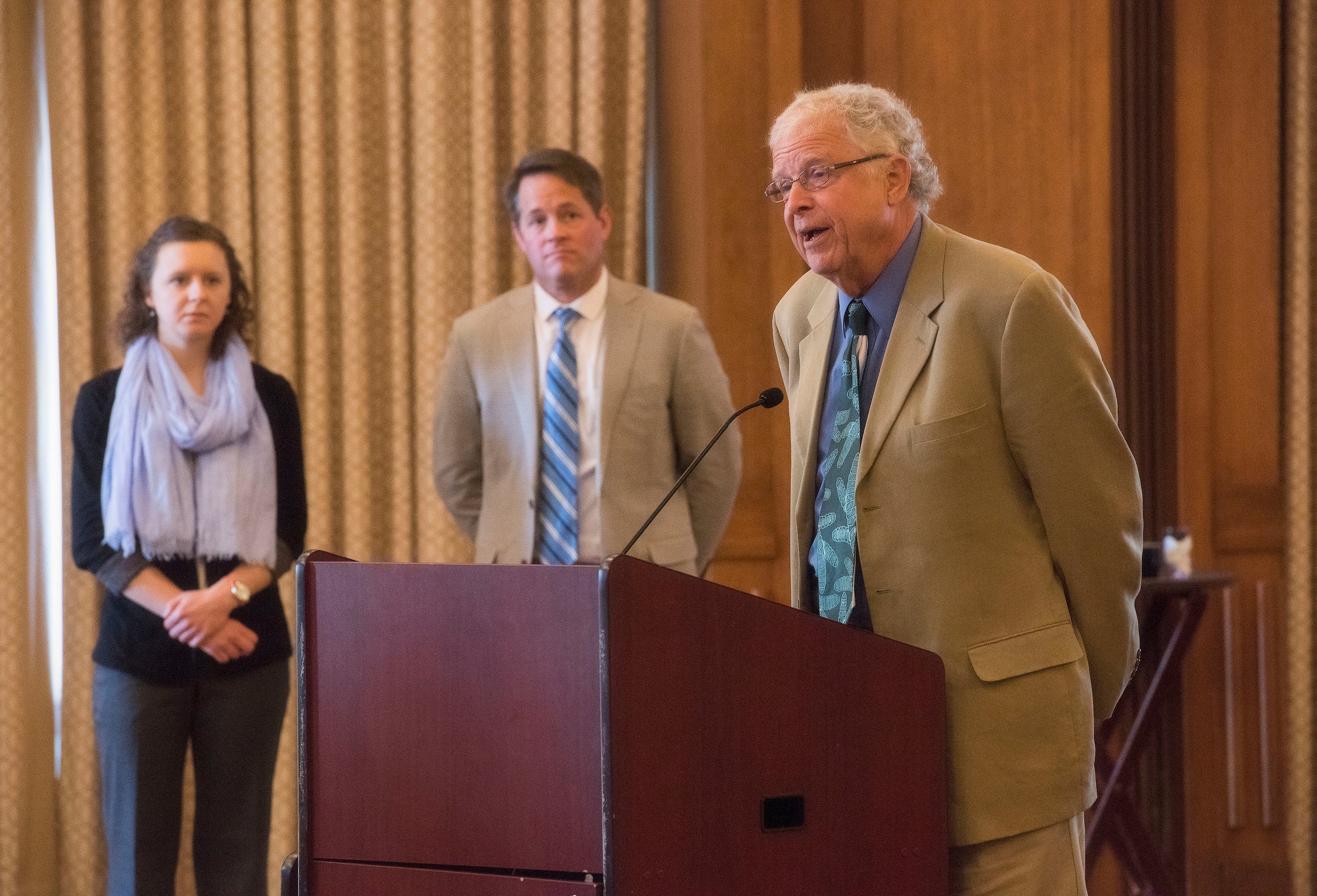 Hans W. Paerl speaks to the board of trustees.