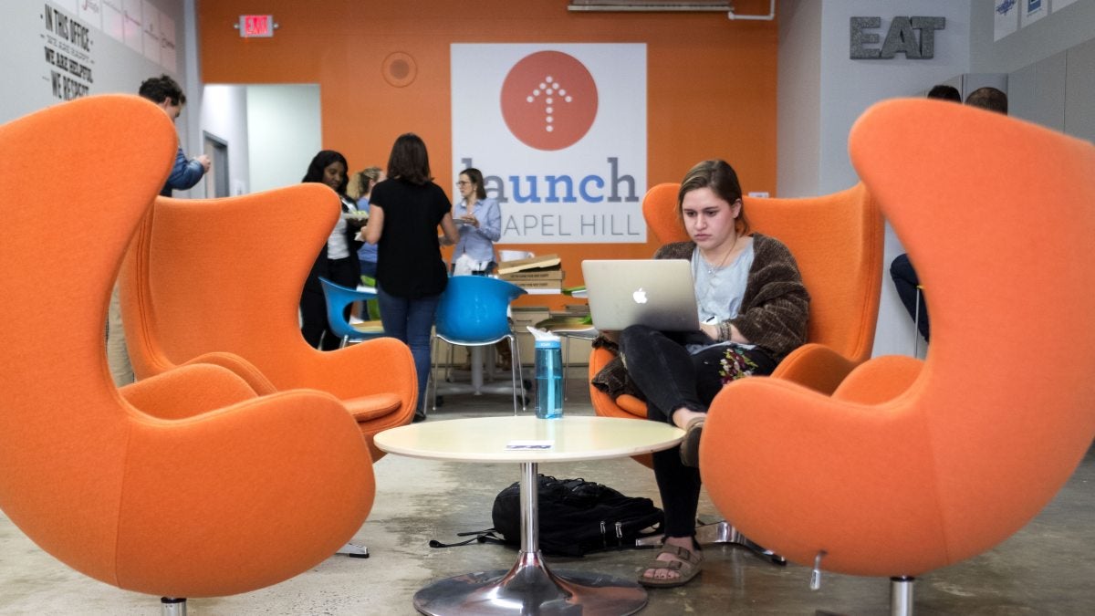 People work at Launch Chapel Hill.
