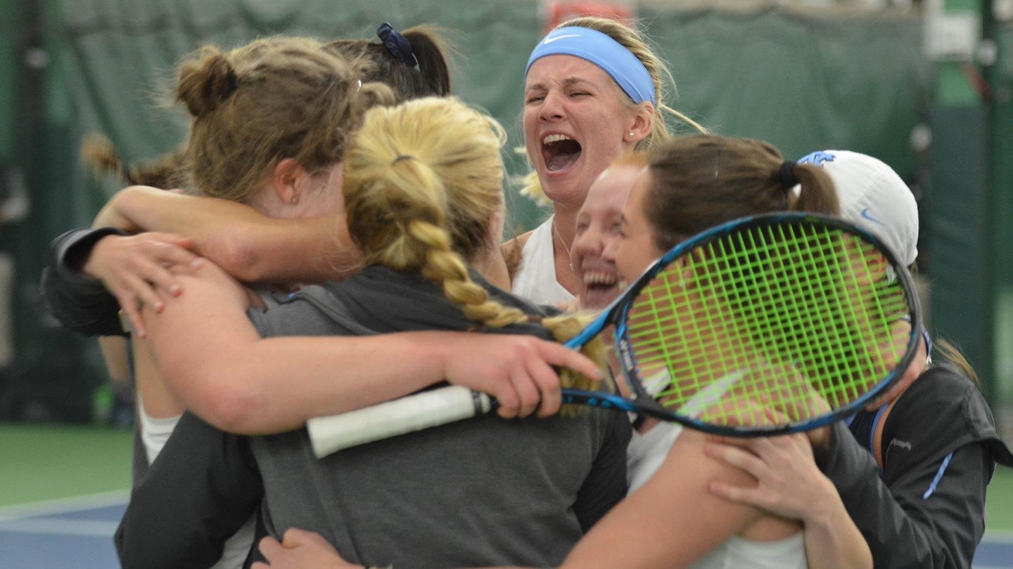 Carolina's women's tennis team celebrates