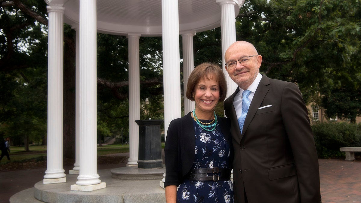 Santiago Gangotena with Chancellor Carol L. Folt.