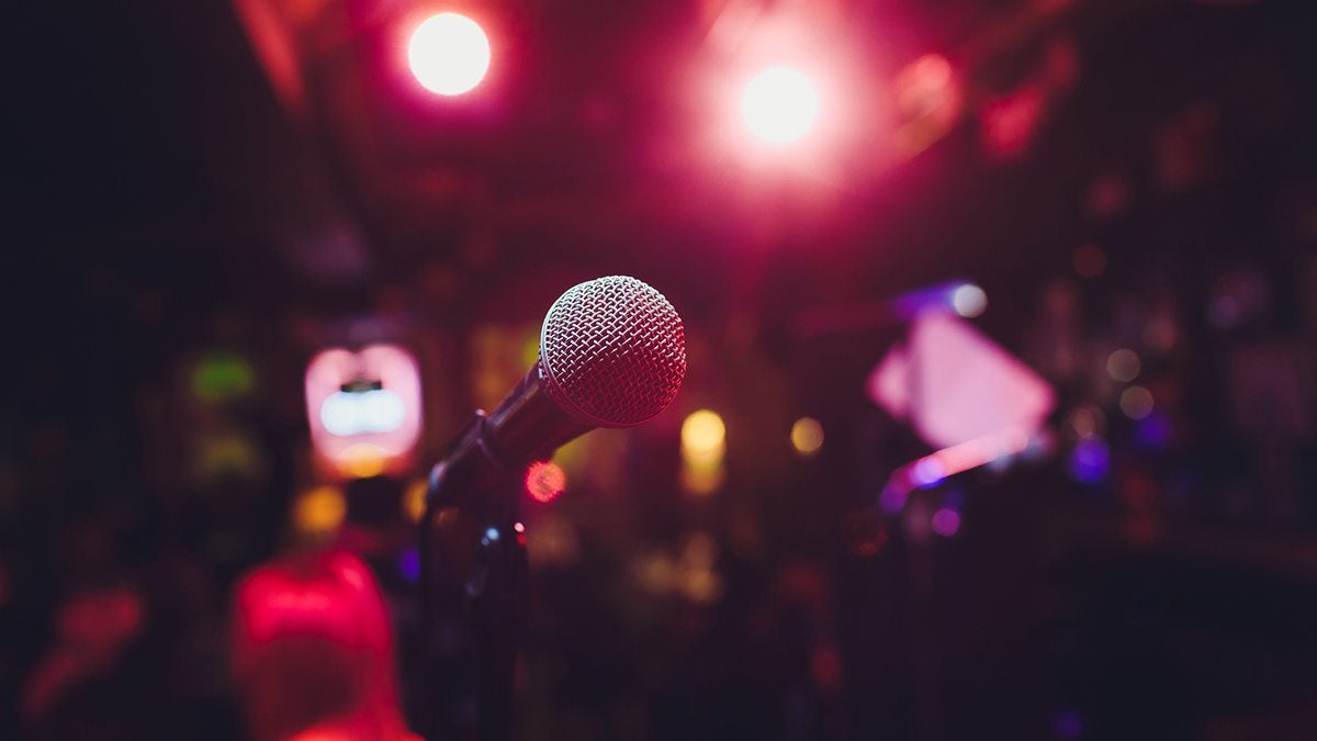 A microphone on the stage.