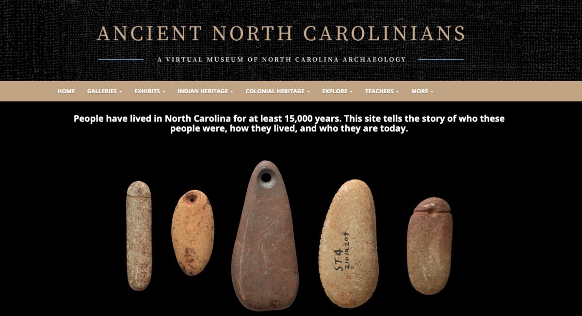 A screenshot of the AncientNC homepage with the words 