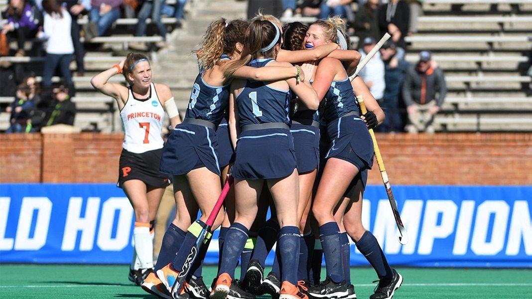 The field hockey team celebrates