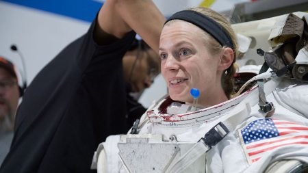 Zena Cardman in a space suit.