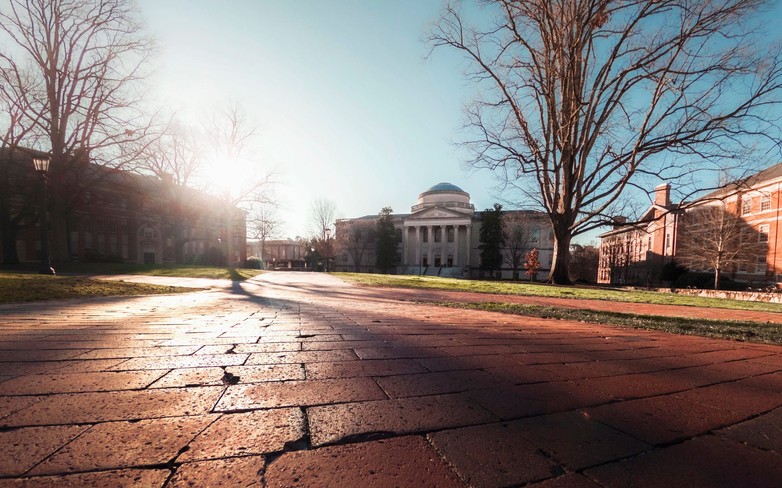 Wilson library on an empty campus.