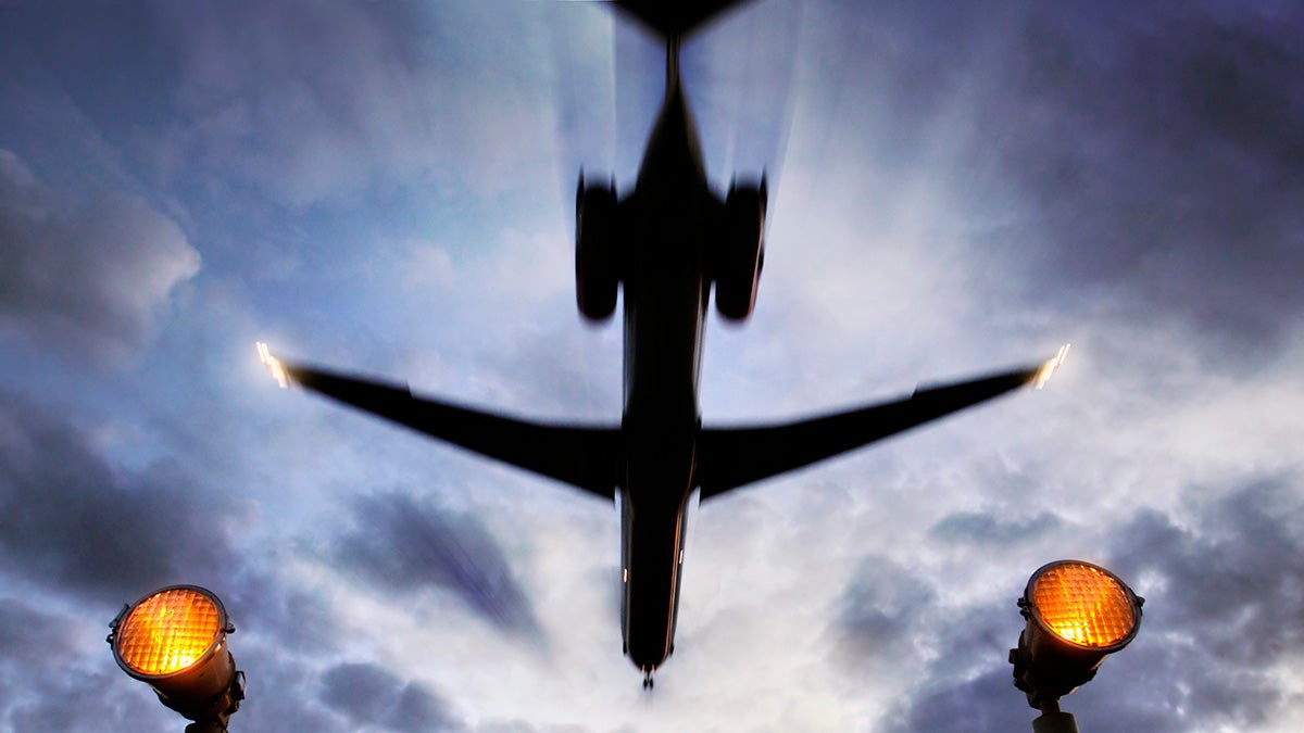 A plane flying overhead.