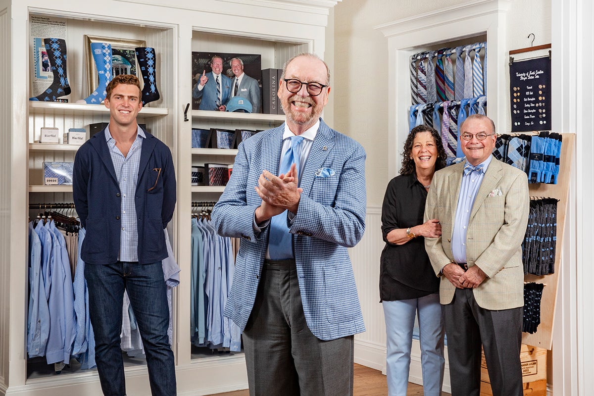 Alexander Julian poses for a portrait alongside Huston Julian, Missy Julian-Fox and Michael Fox.