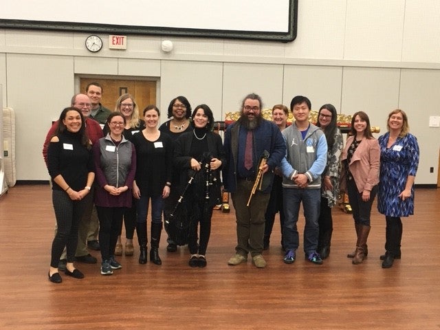 A group of UNC World View Global Music Fellows pose for a photo.