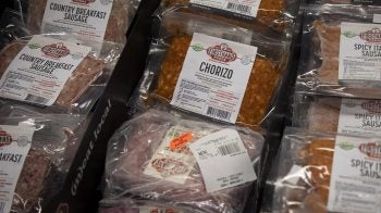 Packaged meat at a grocery store.