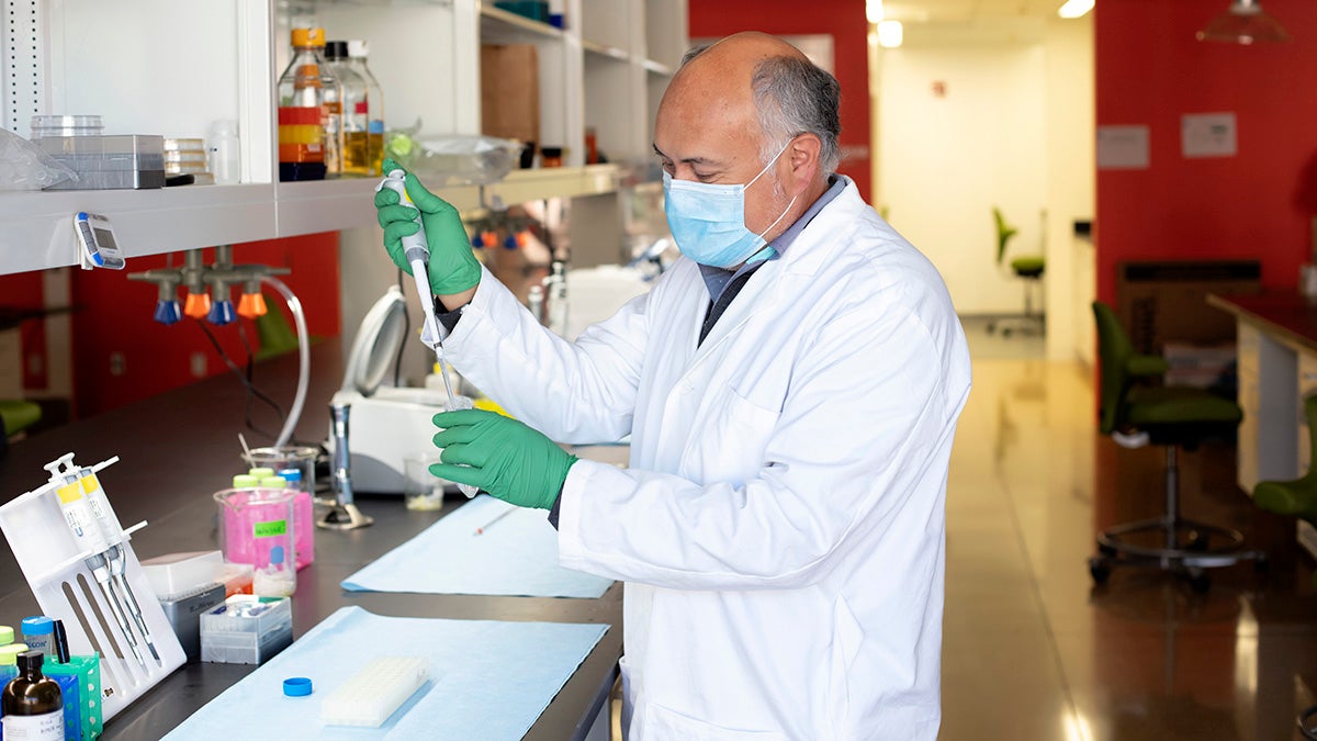 Joseph Ruiz worked at a lab bench.