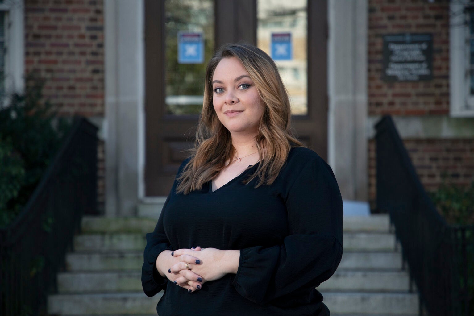 Rachel Woodul standing outside.