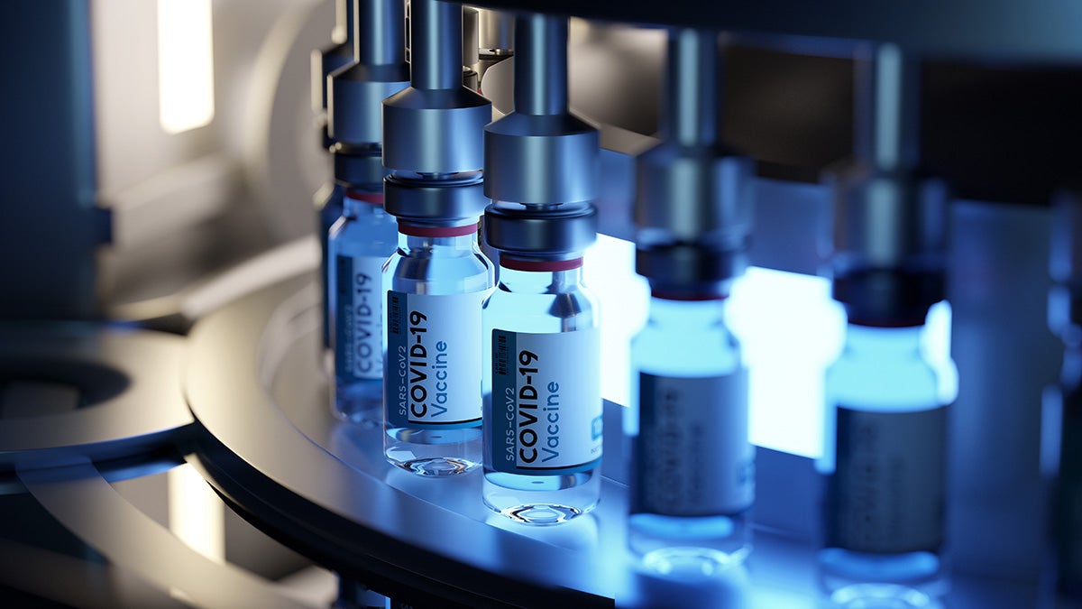 Viles of COVID-19 vaccine in a lab.