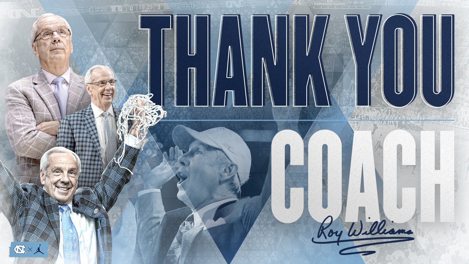 Photos of Roy Williams with text that reads 