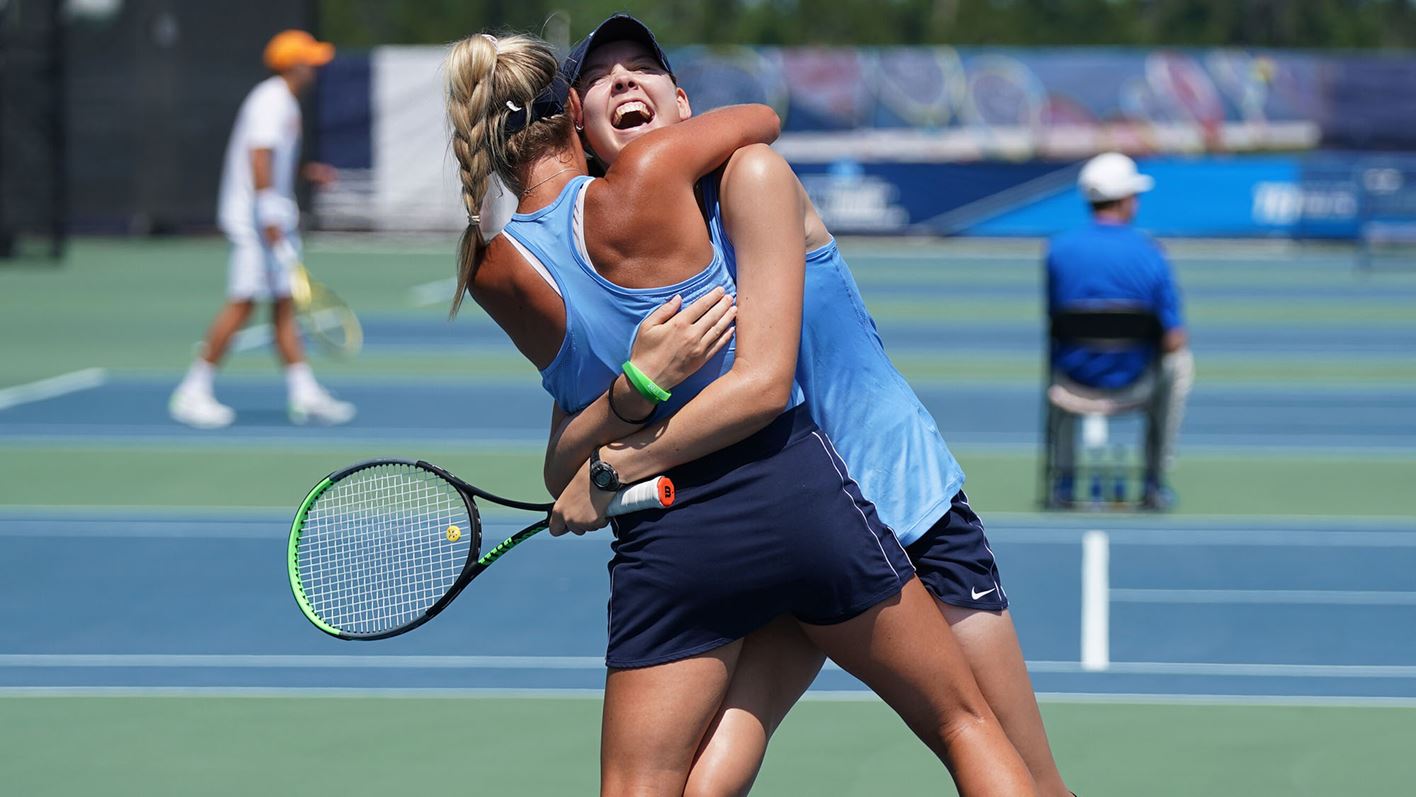 Makenna Jones and Elizabeth Scotty hug.