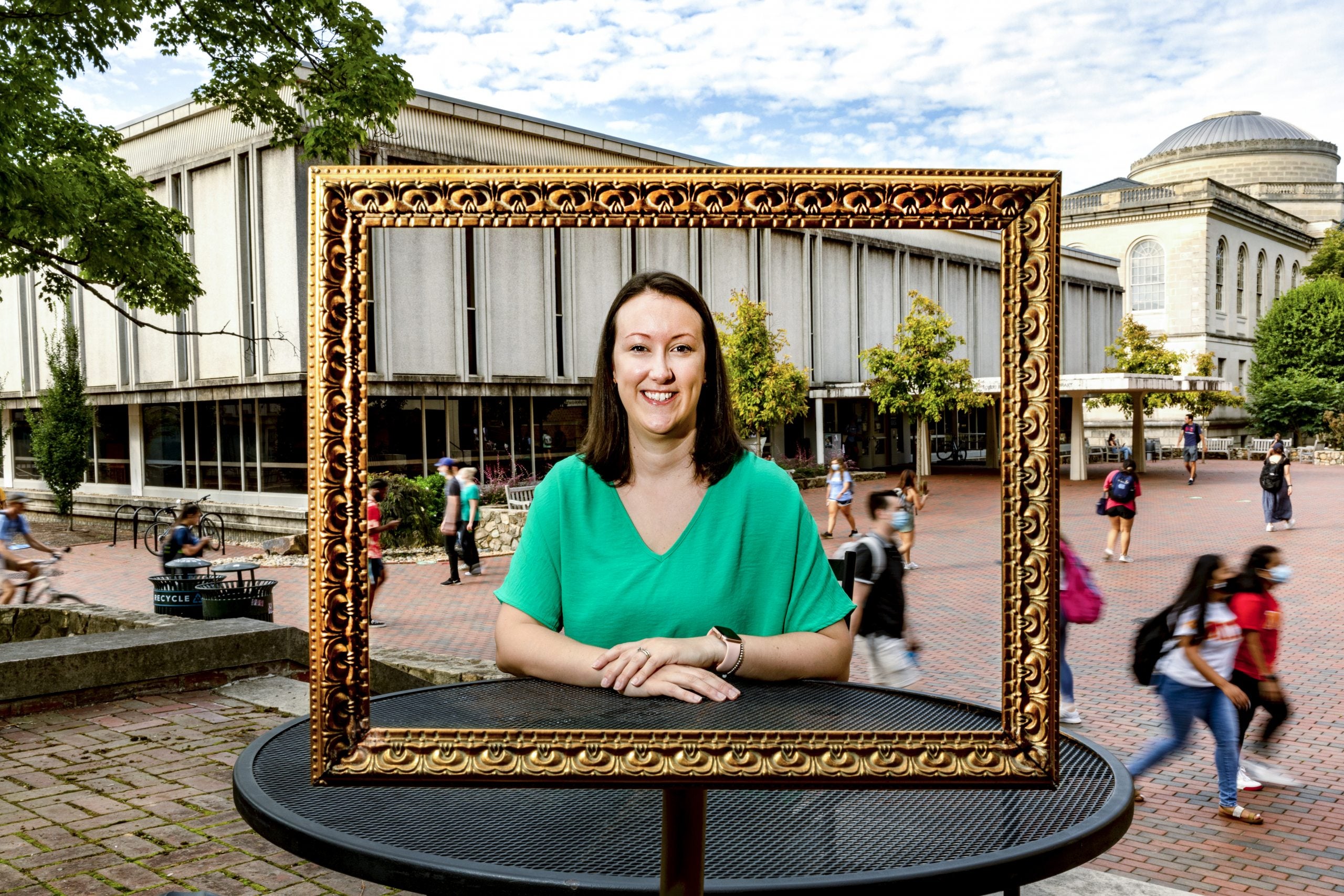 Dayna Durbin outside by the undergraduate library.