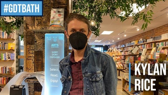 Kylan Rice in a bookstore.
