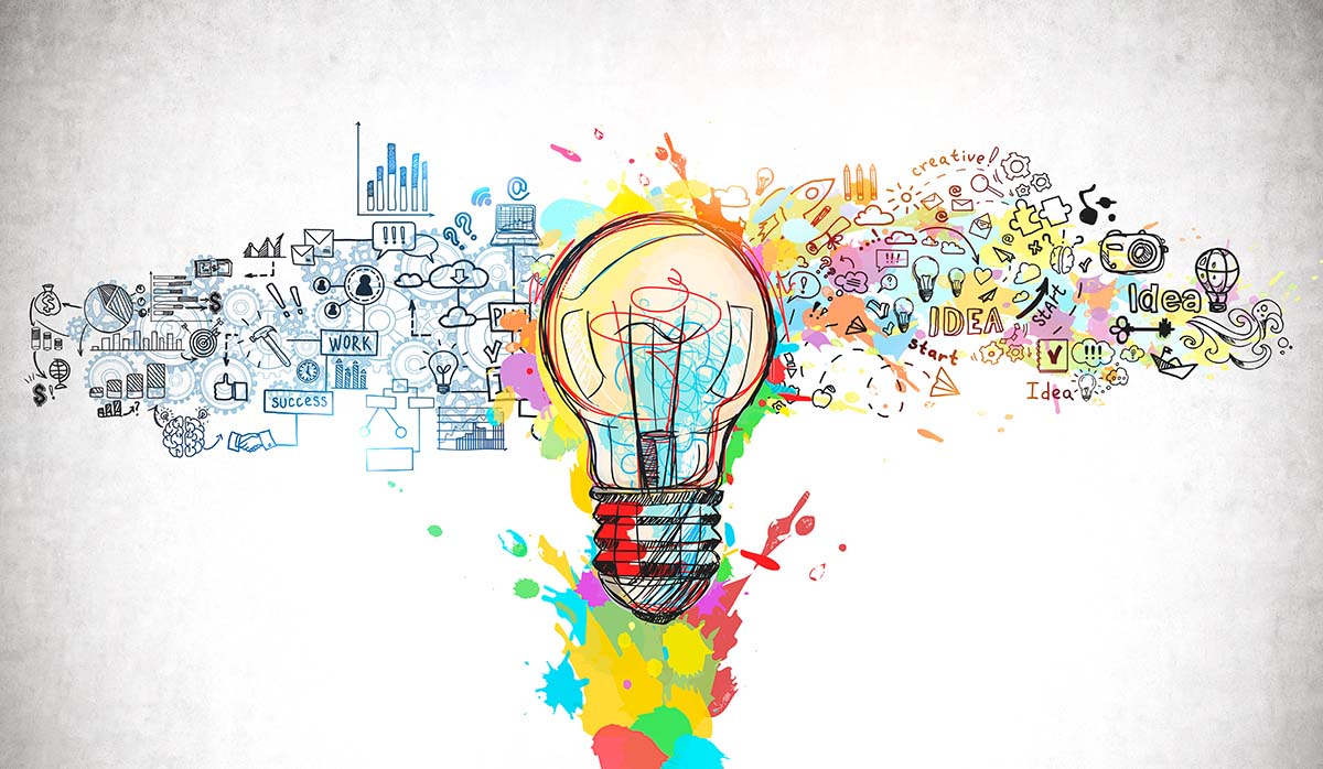A cartoon lightbulb.