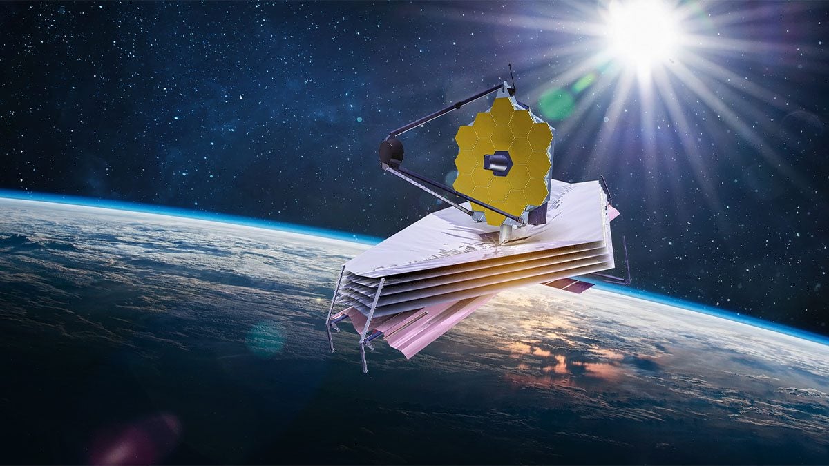 A rendering of a Webb Space telescope.