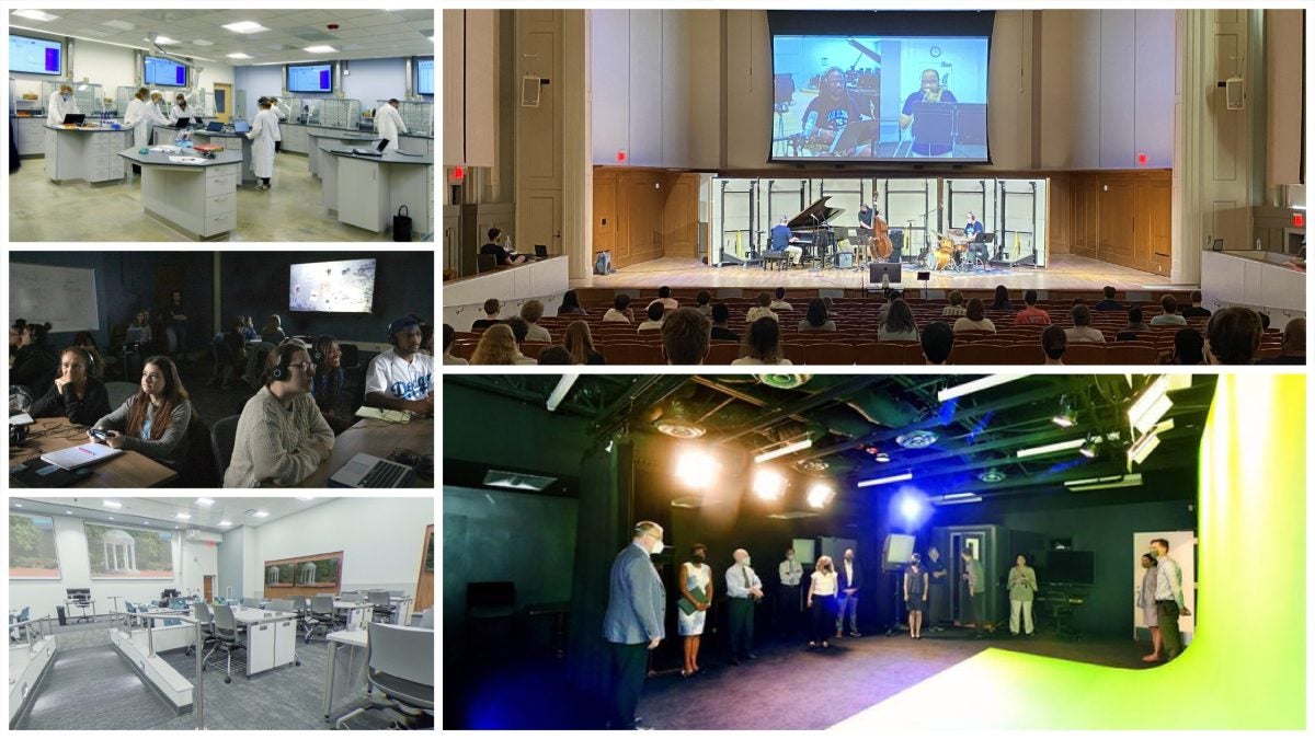 A collage of classroom spaces.
