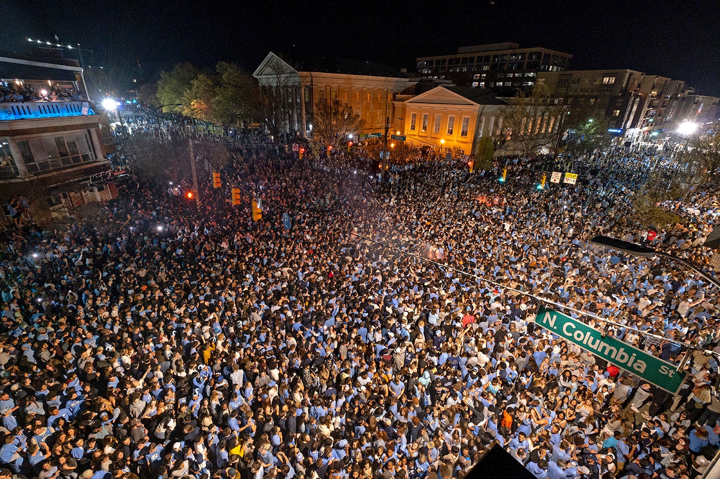 People gather on Franklin Street.