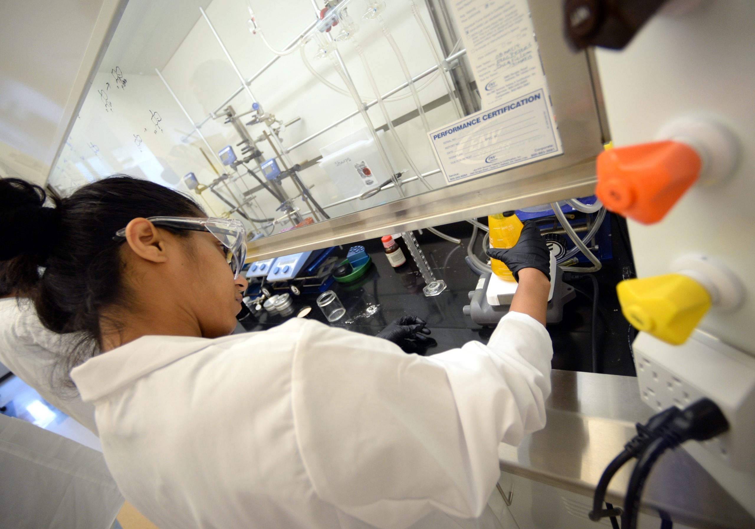 A student working in a research lab.