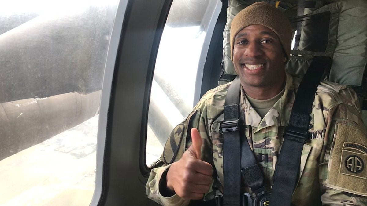 Kenneth Harris on a helicopter.
