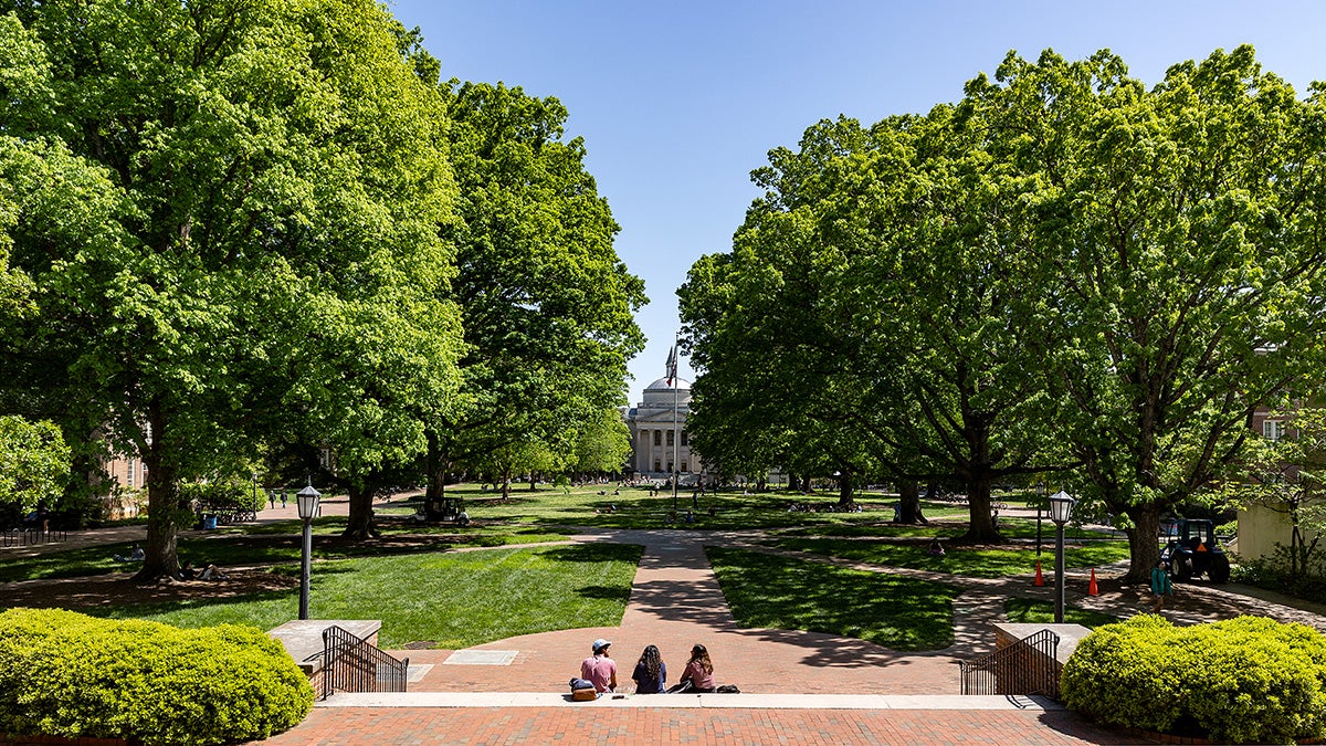 Students sitting on campus