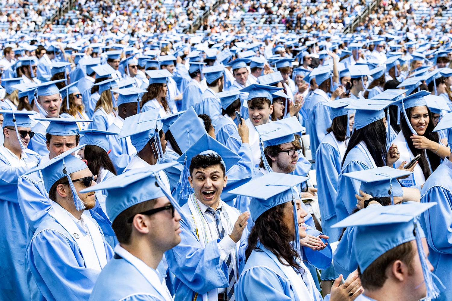 Graduates on the field.