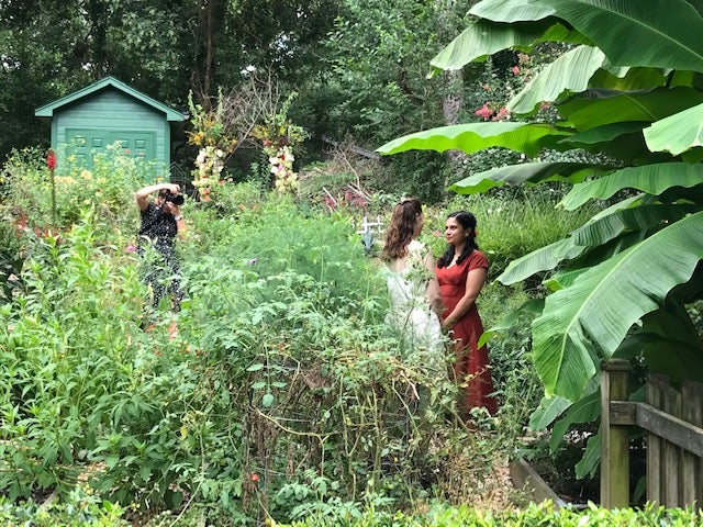 Hastie was able to use his garden as the setting for a wedding ceremony for his friends.