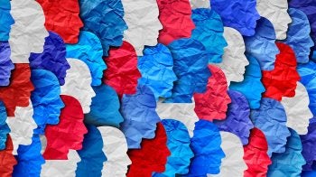 white and blue and red faces.