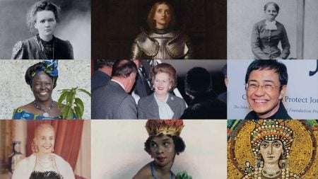 Nine-photo collage of women leaders.