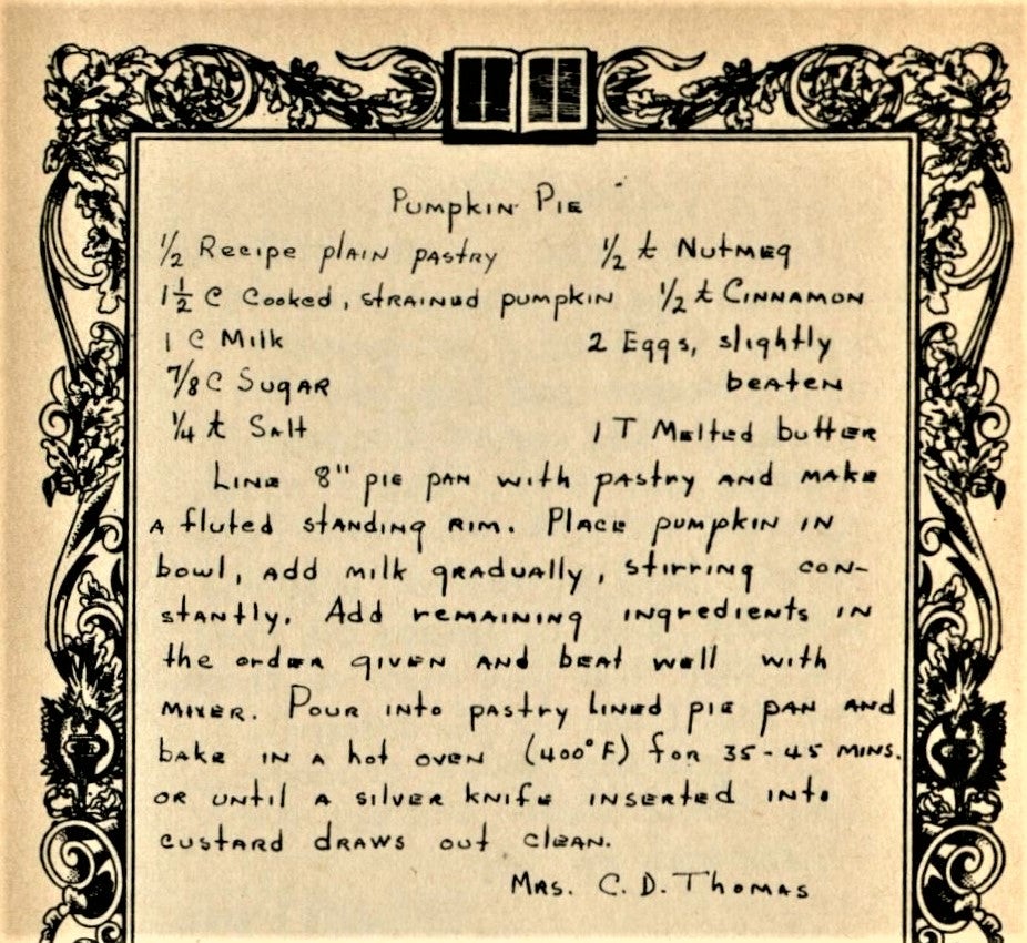 Pumpkin pie recipe