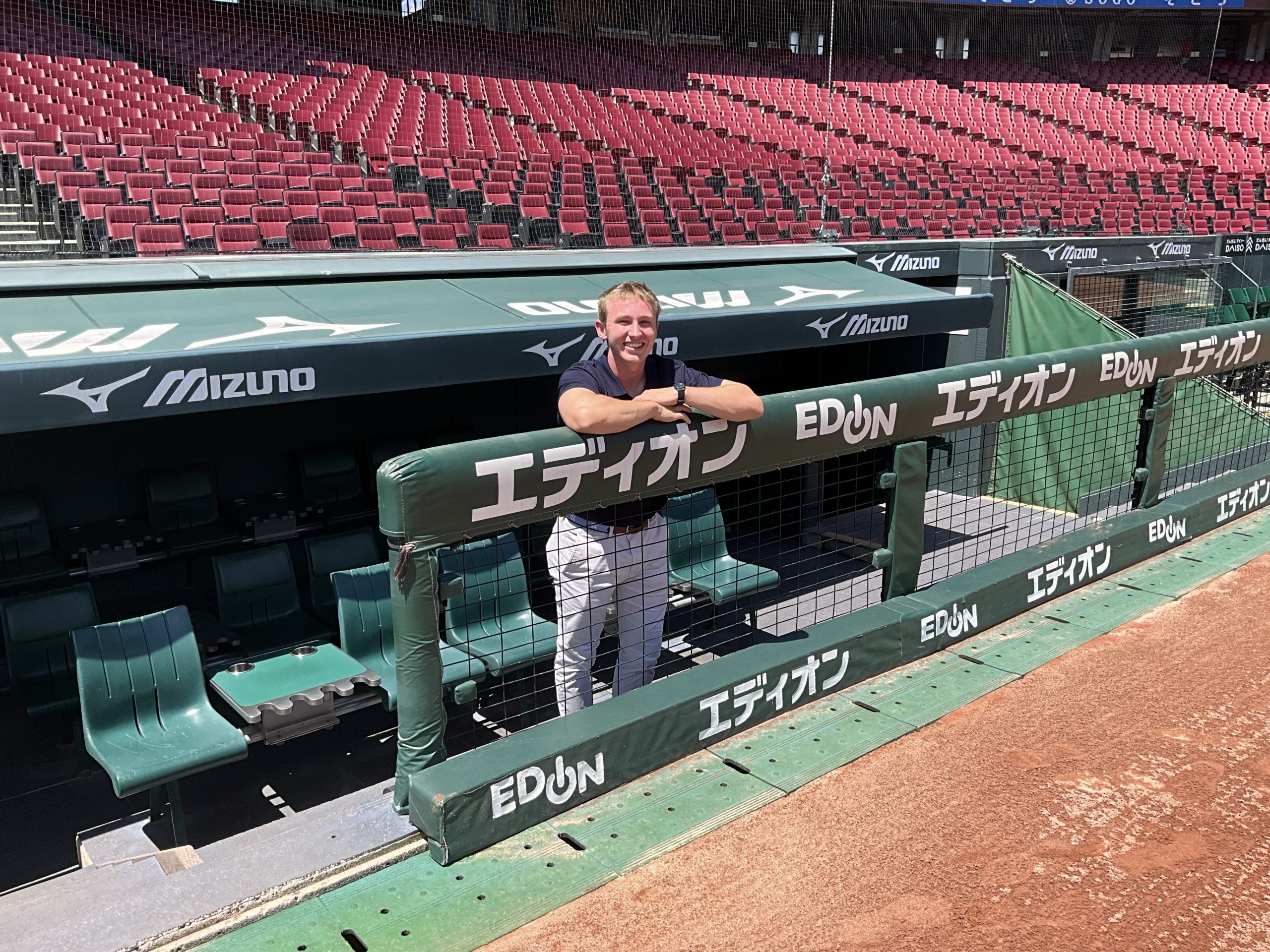Nathan Townsend in the dugout.