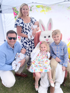 Gerber family posing with the Easter Bunny.