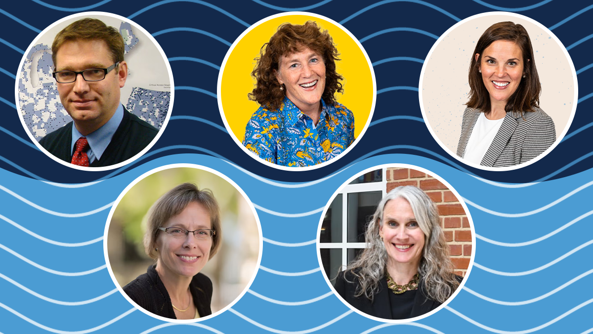 A collage image of various state service people receiving their milestones from Top row, left to right: Mark Homes, Erin Fraher, Emily Hawes, Dr. Jacquie Halladay and Kristin Reiter.