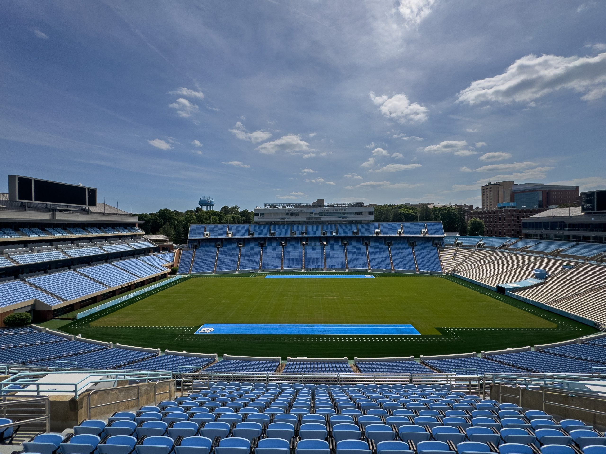Wide-angle photo of Kenan Stadium on the campus of UNC-Chapel Hill.